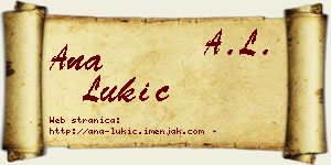 Ana Lukić vizit kartica